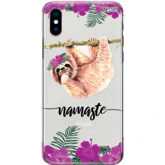 Capa Silicone NetCase Transparente Preguiça Floral Namaste