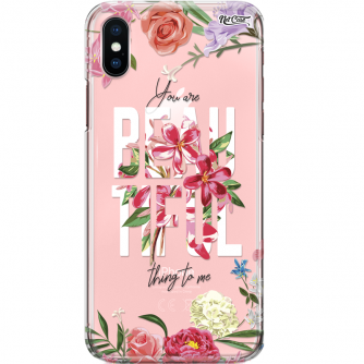 Capa Silicone NetCase Transparente Floral You Are Beautiful Thing To Me