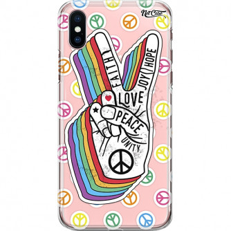 Capa Silicone NetCase Transparente Symbol Peace and Love and More